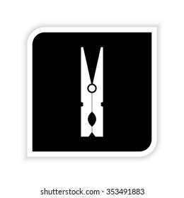 clothes peg -  white vector icon