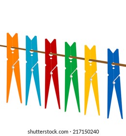 Clothes pegs on a rope