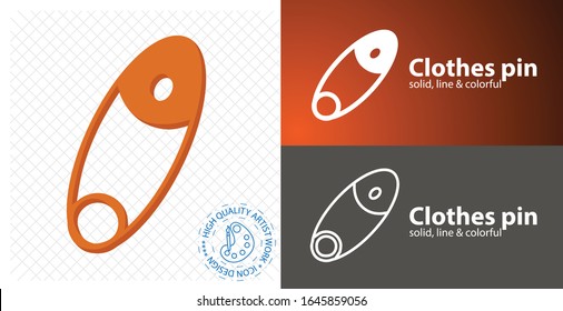 clothes pin flat icon. line icon