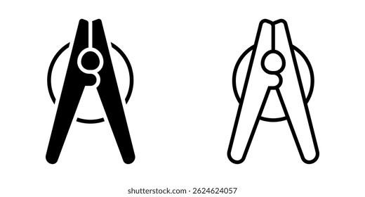 Conjunto de ícones do Clothes Pin. Ilustração plana do ícone de vetor no plano de fundo branco