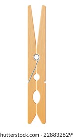 Clothes pin. Realistic wooden peg for housework and laundry. Wooden clip for clothes to line. Vector illustration of clothespin