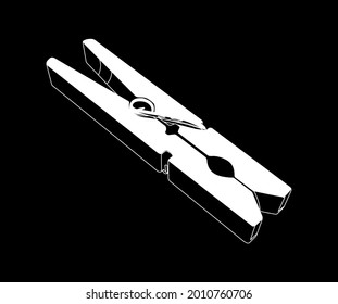 Clothes Pin White On Black Background