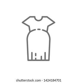 Clothes for pregnant women, oversized dress line icon.