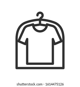 Clothes Clothes In A Protective Package, After Dry Cleaning, Linear Icon. Editable Stroke