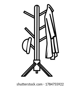 Clothes rack icon with coat and hat - Vector