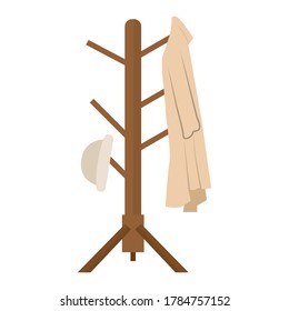 Clothes rack icon with coat and hat - Vector