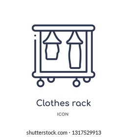 clothes rack icon from tools and utensils outline collection. Thin line clothes rack icon isolated on white background.