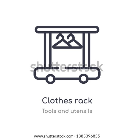 clothes rack outline icon. isolated line vector illustration from tools and utensils collection. editable thin stroke clothes rack icon on white background