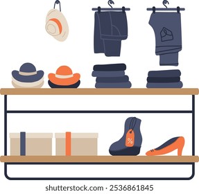 Clothes Rack In Shop Vector Illustration