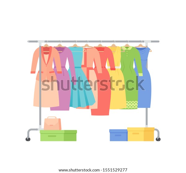 Clothes Rack Vector Cloth On Hanger Stock Vector (Royalty Free) 1551529277