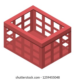 Clothes red basket icon. Isometric of clothes red basket vector icon for web design isolated on white background