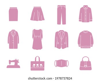 Clothes reform store. Icon set.
