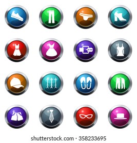 Clothes round glossy web icon set