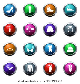 Clothes round glossy web icon set