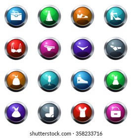 Clothes round glossy web icon set