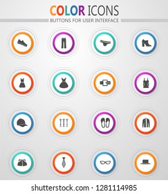 Clothes round vector icons for user interface