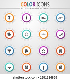 Clothes round vector icons for user interface