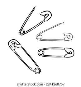 Clothes Safety Pin Hand Drawn vector illustration on white background