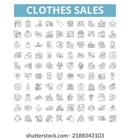 Clothes sales icons, line symbols, web signs, vector set, isolated illustration