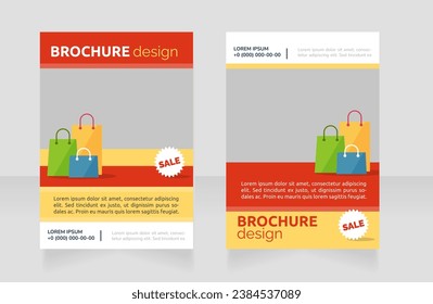 Clothes sales online blank brochure design. Template set with copy space for text. Premade corporate reports collection. Editable 2 paper pages. Ubuntu Bold, Raleway Regular fonts used