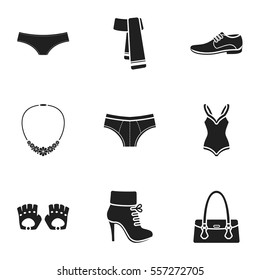 Clothes set icons in black style. Big collection of clothes vector symbol stock illustration
