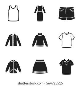 Clothes set icons in black style. Big collection of clothes vector symbol stock illustration