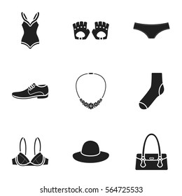 Clothes set icons in black style. Big collection of clothes vector symbol stock illustration