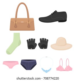 Clothes set icons in cartoon style. Big collection of clothes vector symbol stock illustration