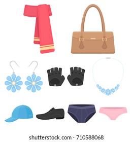 Clothes set icons in cartoon style. Big collection of clothes vector symbol stock illustration