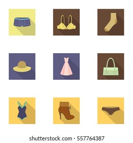 Clothes set icons in flat style. Big collection of clothes vector symbol stock illustration