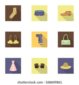 Clothes set icons in flat style. Big collection of clothes vector symbol stock illustration