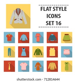 Clothes set icons in flat style. Big collection clothes vector symbol stock illustration