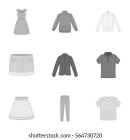 Clothes set icons in monochrome style. Big collection of clothes vector symbol stock illustration