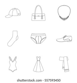 Clothes set icons in outline style. Big collection of clothes vector symbol stock illustration