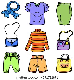 Clothes Set Object Doodles Vector Art Stock Vector (Royalty Free ...