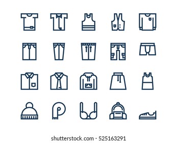 Clothes. Set of outline vector icons.