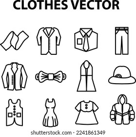 Clothes Set vector line icons with open path elements for mobile concepts and web apps..eps