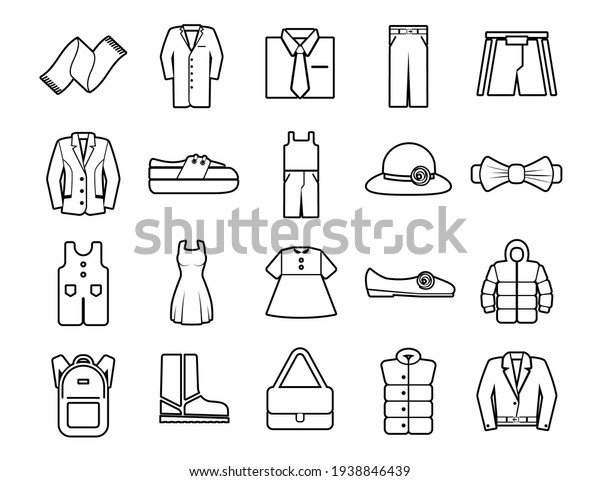 Clothes Set vector line icons with open path\
elements for mobile concepts and web apps. Collection modern\
infographic logo and\
pictogram