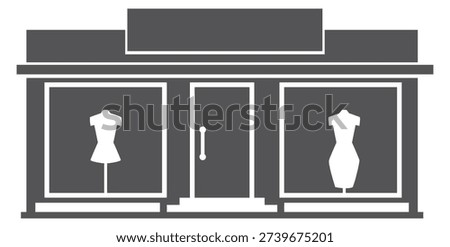 Clothes shop black icon. Tailor boutique facade