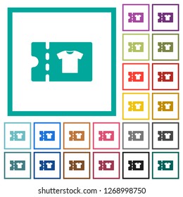 Clothes shop discount coupon flat color icons with quadrant frames on white background