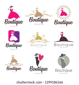 Clothes shop fashion logo vector set design. vector logo clothing - Vector 