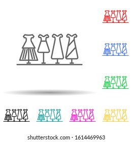clothes in shop window multi color style icon. Simple thin line, outline vector of mall shopping center icons for ui and ux, website or mobile application