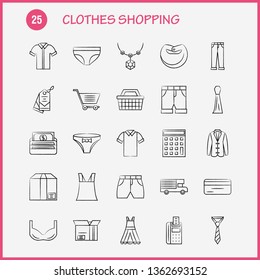 Clothes Shopping Hand Drawn Icons Set For Infographics, Mobile UX/UI Kit And Print Design. Include: Belt, Cloths, Holding Belt, Leather Belt, Credit Card, Eps 10 - Vector