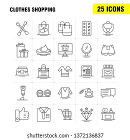 Clothes Shopping Line Icon for Web, Print and Mobile UX/UI Kit. Such as: Shirt, Clothes, Fold, Folding, Dress, Beauty, Cosmetic, Cream, Pictogram Pack. - Vector