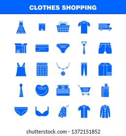 Clothes Shopping Solid Glyph Icons Set For Infographics, Mobile UX/UI Kit And Print Design. Include: Belt, Cloths, Holding Belt, Leather Belt, Credit Card, Eps 10 - Vector