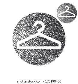 Clothes shoulder vector simple single color icon isolated on white background with sketch lined hand drawn texture.