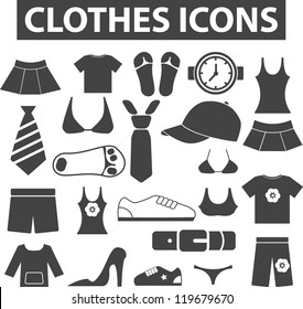 clothes signs, icons set, vector