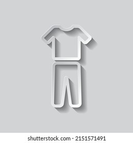 Clothes simple icon vector. Flat design. Paper style with shadow. Gray background.ai
