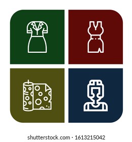 clothes simple icons set. Contains such icons as Dress, Fabric, Boxer, can be used for web, mobile and logo