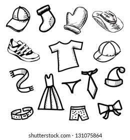 Clothes simple shapes collection. Hand drawing sketch vector illustration
